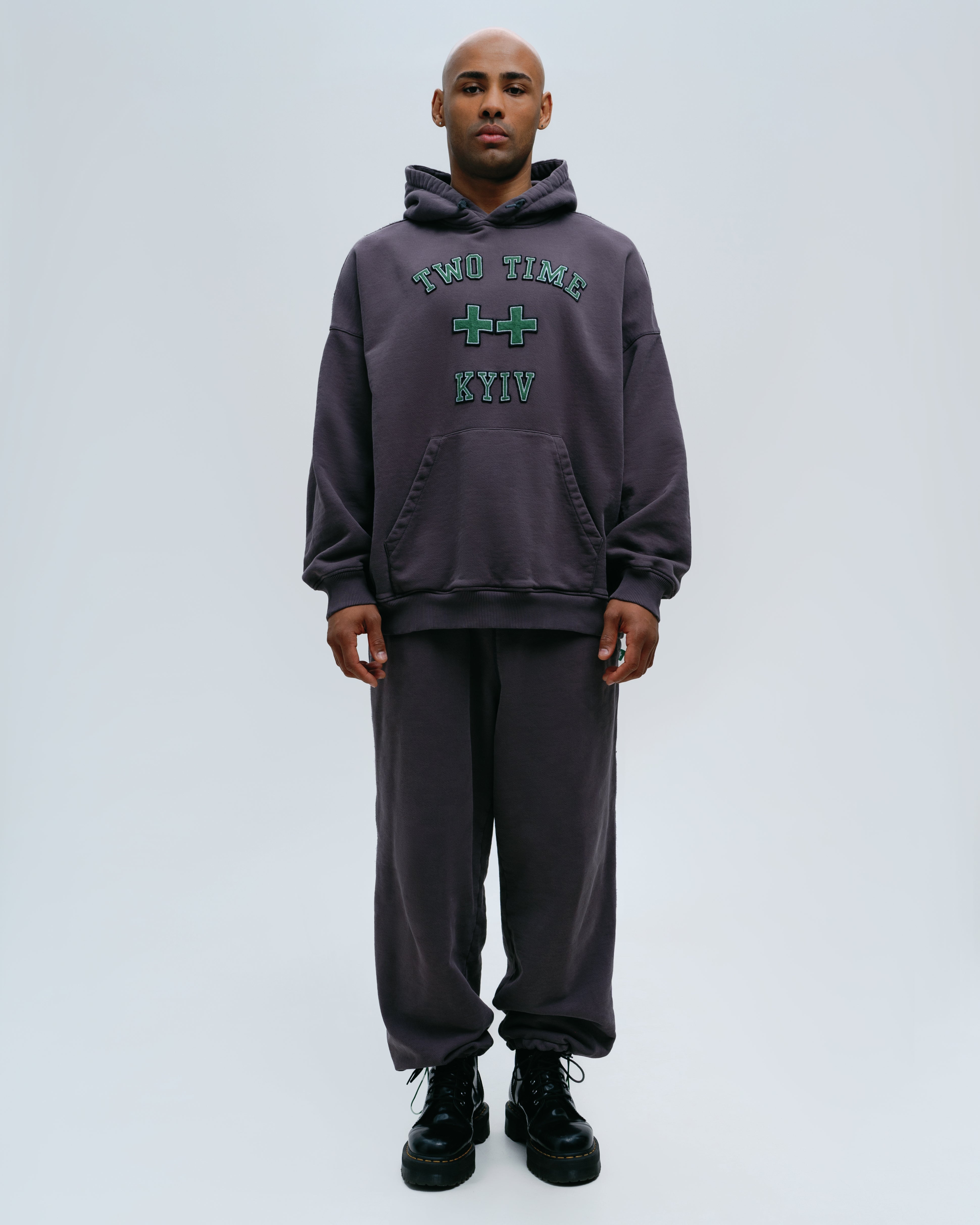 Cross-print pullover hoodie – Two Time